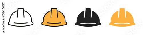 Safety hat icon. Hard hat vector set. Construction safe hat sign. Builder protection. Hard work icon set.