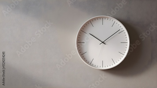 Wallpaper Mural A Modern Minimalist White Wall Clock with Black Hands on a Textured Grey Surface Torontodigital.ca