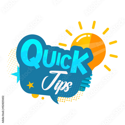 Quick tips — isolated badge, sticker — vector illustration