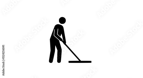 A man is sweeping a floor