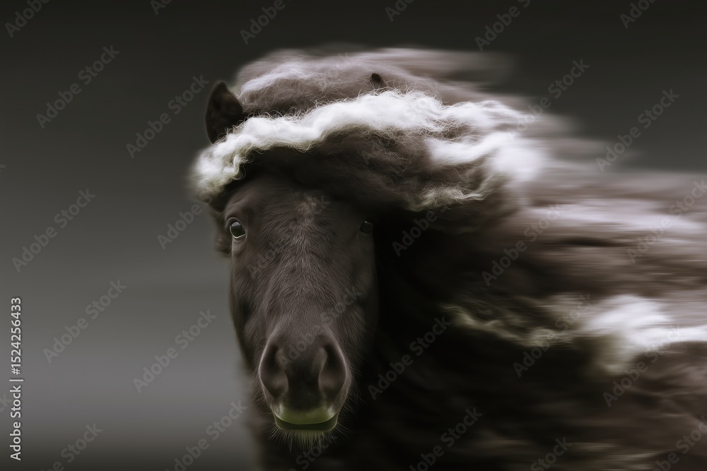 Fototapeta premium A close-up of the horse. A uniform background.