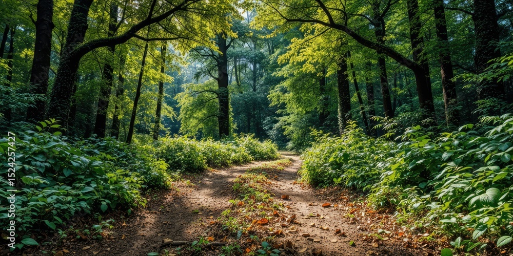 Fototapeta premium Lush Green Clearing - Rustic Trail