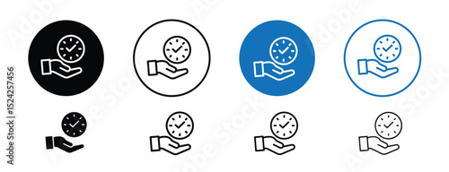 Set of 5 pixel perfect colored Punctuality icon with 1 unexpanded, 1 silhouette, Clock and person icon to symbolize importance of punctuality.