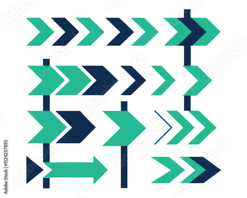 A vibrant collection of directional arrow icons and vector illustrations for web design, featuring green up and red down pointers