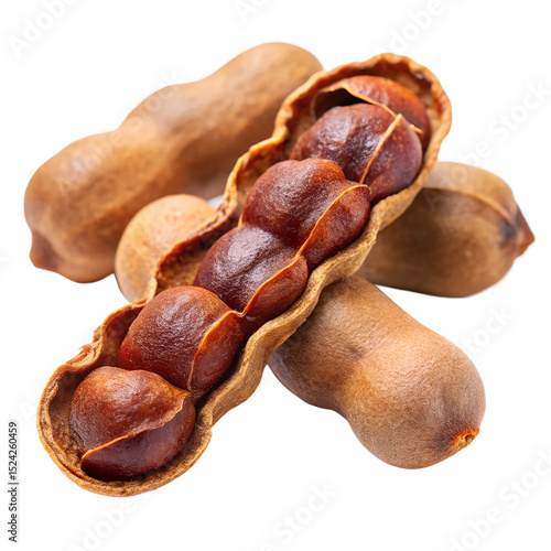  Peeled tamarind pods isolated on transparent background