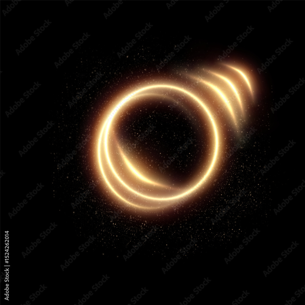 Obraz premium Light golden swirl. Curved light effect of a golden line. Luminous golden circle. Light gold pedestal, podium, platform, table. Vector PNG.
