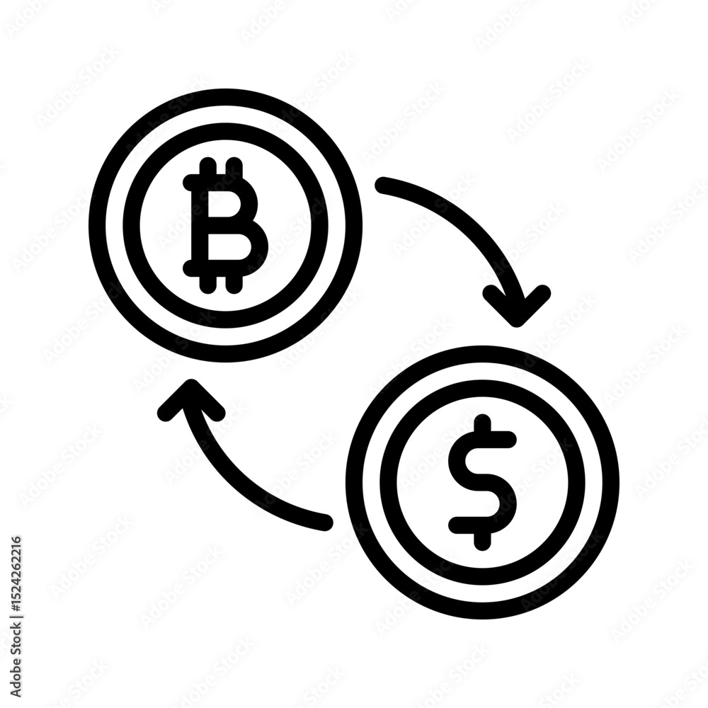 Crypto outline icon. Ideal for trading apps or digital currency UI. Crypto outline icon. Ideal for trading apps or digital currency UI.
