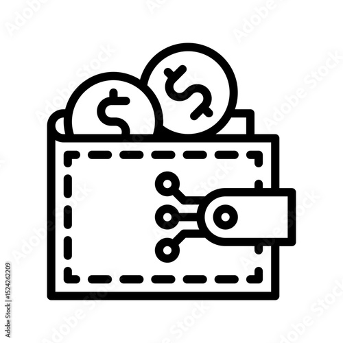 Crypto wallet outline icon. Perfect for crypto apps or finance UI.