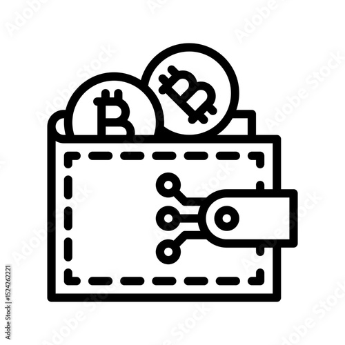 Crypto wallet outline icon. Great for crypto apps or UI design.
