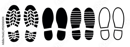 Set of vector shoe prints on white background