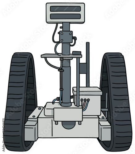 Vector Cartoon Autonomous Rover with Dual Treaded Wheels – Front View