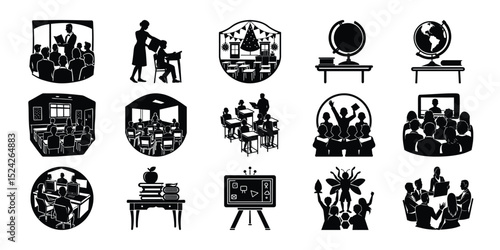 Classroom Icons Diverse Illustrations of Education & Learning