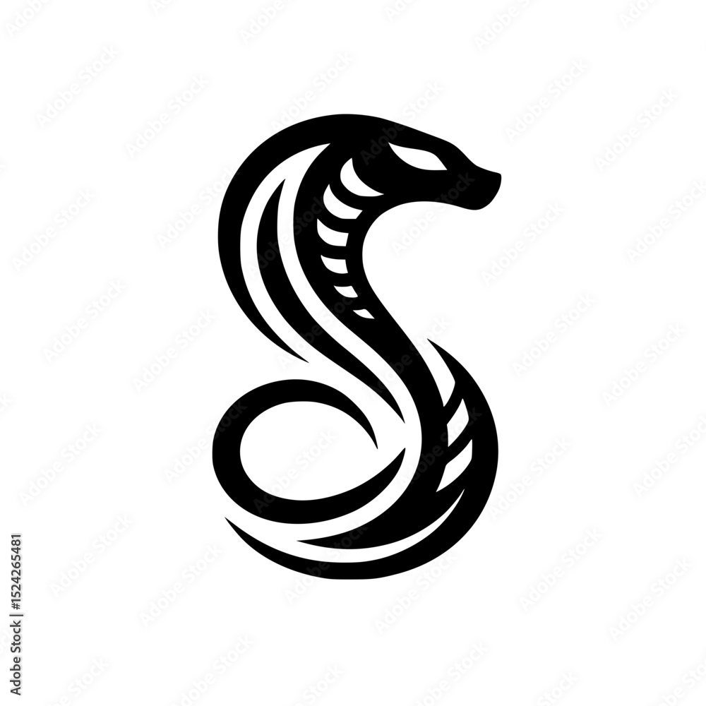 Fototapeta premium Stylized snake forming letter s logo design