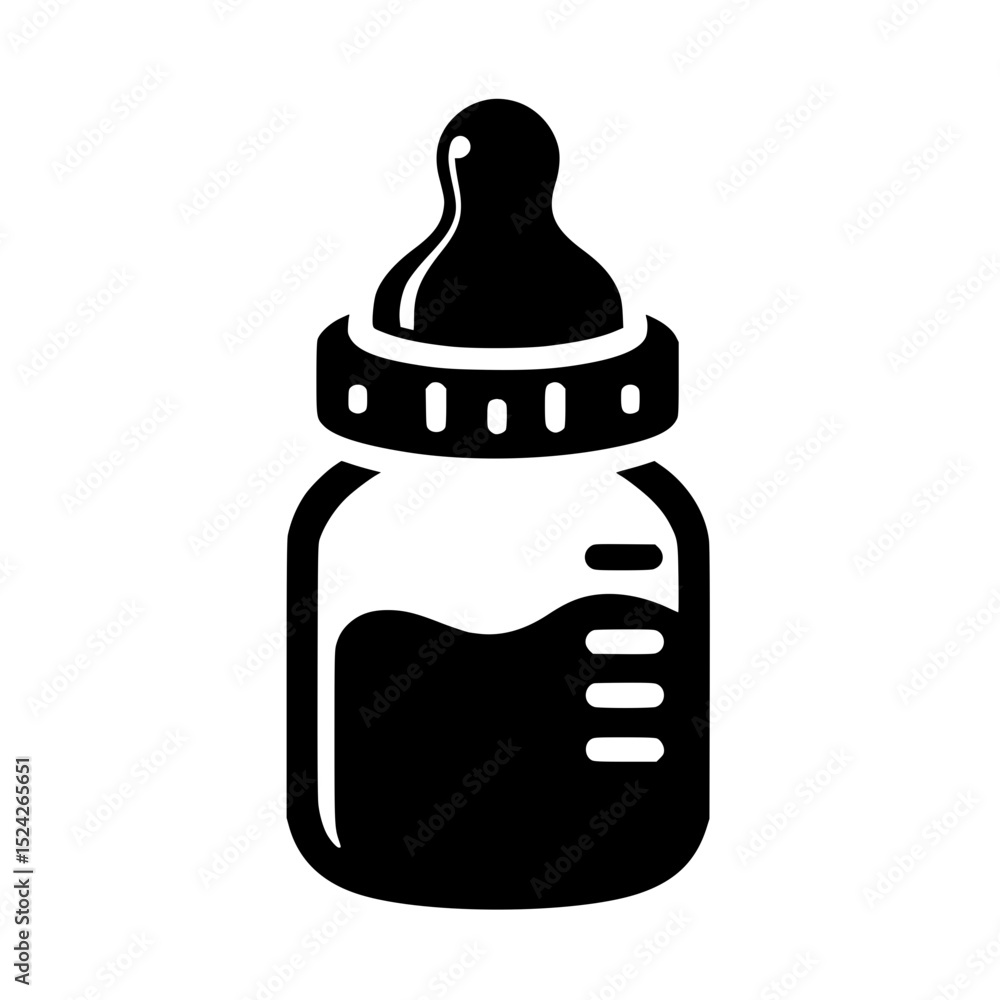 Baby bottle icon black and white graphic Baby bottle icon black and white graphic