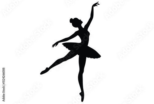 Ballerina Female Flexible Pose Silhouette Vector Art Graceful Dance Illustration