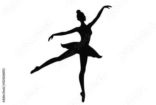 Ballerina Female Flexible Pose Silhouette Vector Art Graceful Dance Illustration