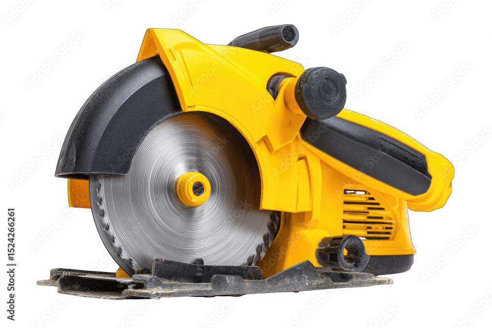 Fototapeta premium Yellow circular saw, isolated on black