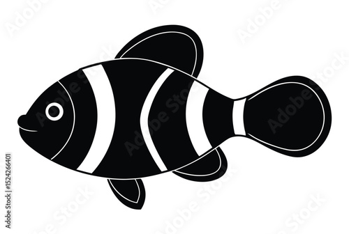 Cute Clown Fish Silhouette Vector Illustration for Kids and Marine Animal Designs