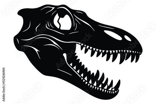 Dinosaur Skull Silhouette Vector Illustration of Prehistoric Teeth and Head