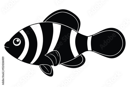 Cute Clown Fish Silhouette Vector Illustration for Kids and Marine Animal Designs