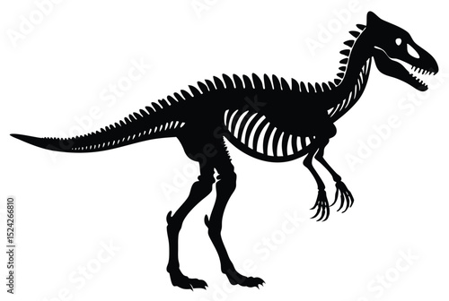 Dinosaur Skeleton Silhouette Vector Illustration for Prehistoric Design and Educational Project