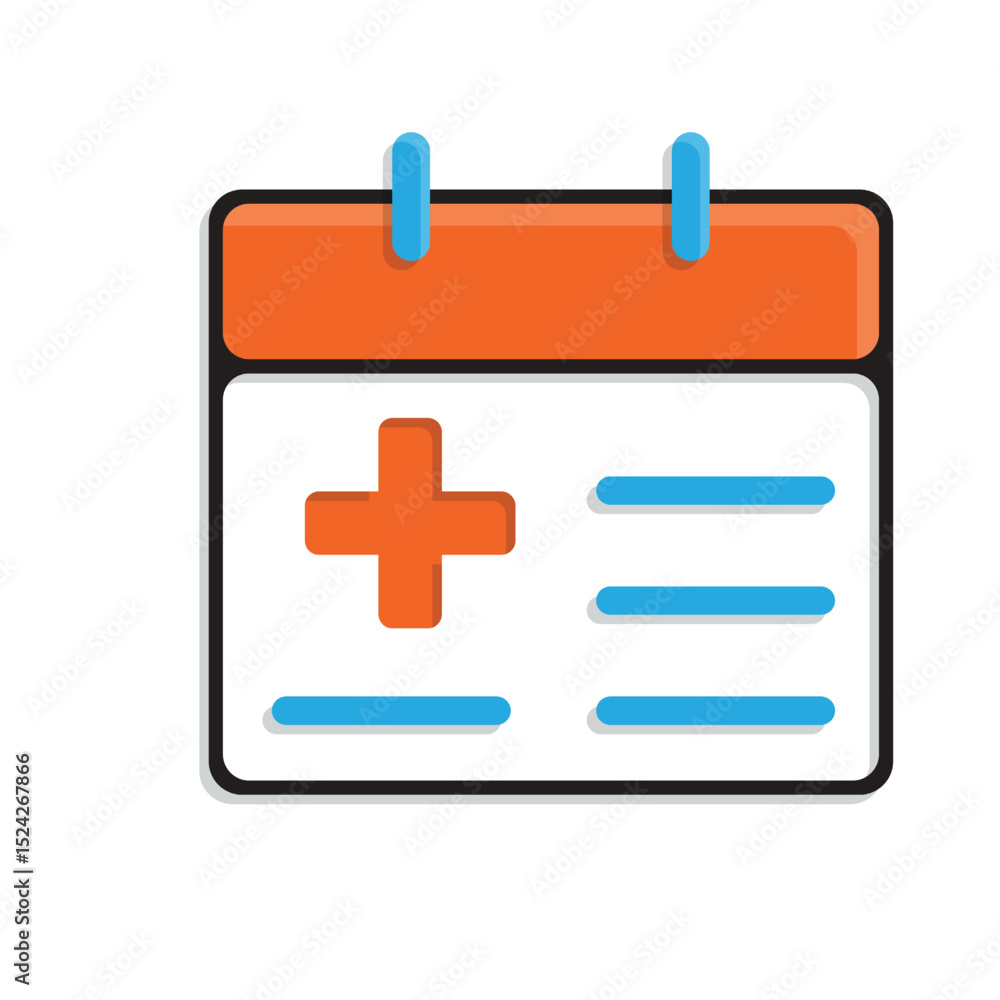 Fototapeta premium Medical icons. Medical Schedule. Calendar with medical cross symbol. Prevention, health, diagnosis. Mixed design style