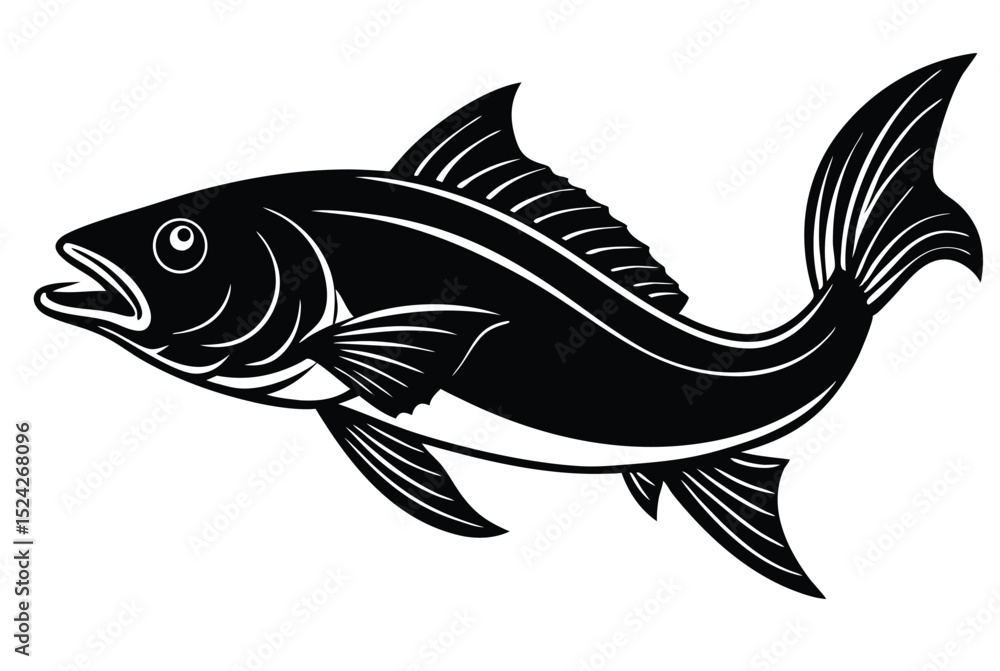 Fototapeta premium Jumping Fish Silhouette Vector Art for Logo and Print Nature and Wildlife Designs