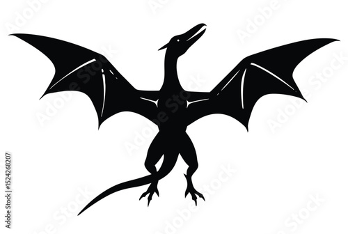 pterodactyl dinosaur silhouette vector illustration for kids coloring book