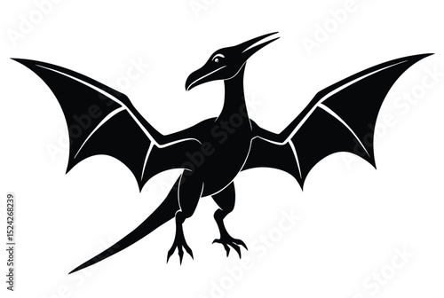 pterodactyl dinosaur silhouette vector illustration for kids coloring book
