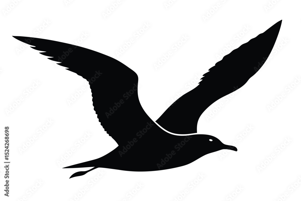 Fototapeta premium Seagull flying silhouette vector illustration for nature designs and bird art