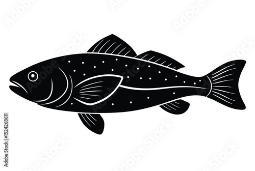 Sea Cod Fish Silhouette Vector Art for Fishing and Marine Design Projects