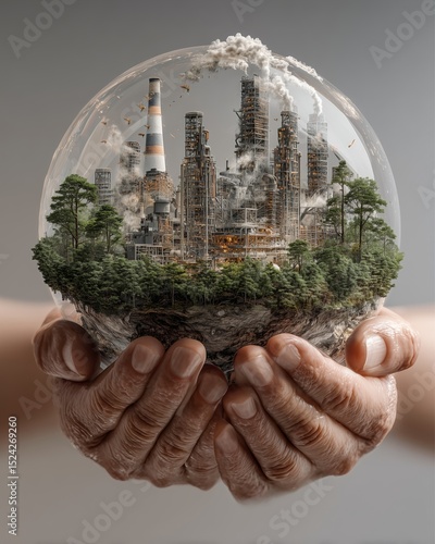 Visual Concepts on Carbon Trends and Global Warming Reduction Awareness, Carbon trends, Carbon emission reduction, Global warming awareness, Greenhouse gas reduction