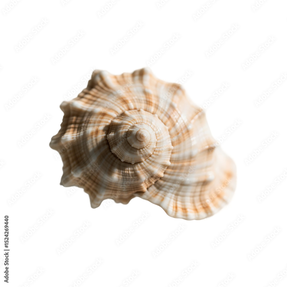 Close-up of a beautiful spiral seashell against a transparent background. Close-up of a beautiful spiral seashell against a transparent background.