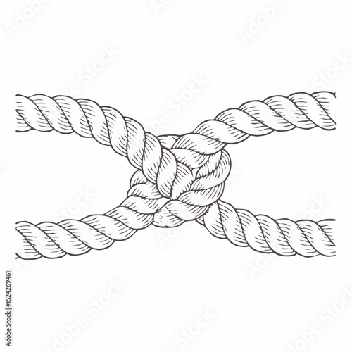 Hand-Drawn Illustration of a Rope Knot Nautical Design Element