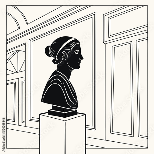 Museum gallery classical bust ancient greek woman