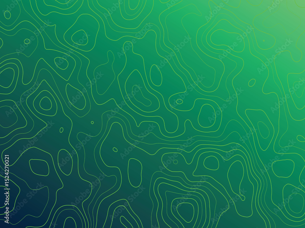 Fototapeta premium Abstract Green Topographic Lines Nature Inspired Gradient Background Design