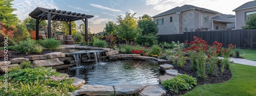 Serene Backyard Oasis Waterfall Pergola Landscaping Pond