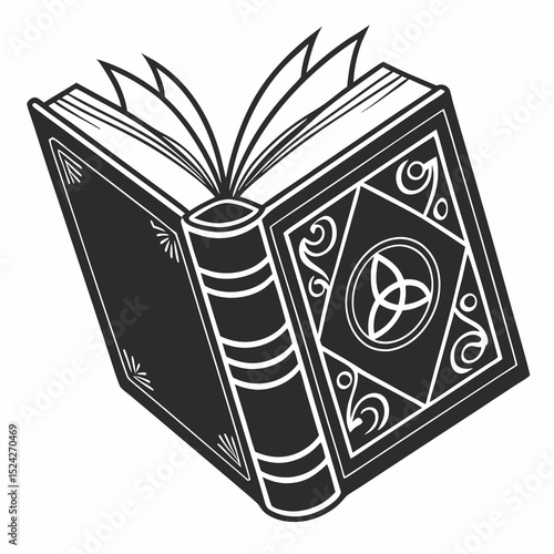 Open ancient book celtic knot design illustration