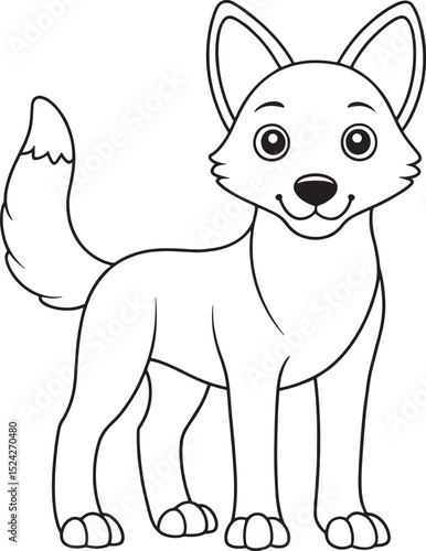 Adorable Cartoon Dingo Coloring Page Printable Puppy Animal Design Vector Illustration