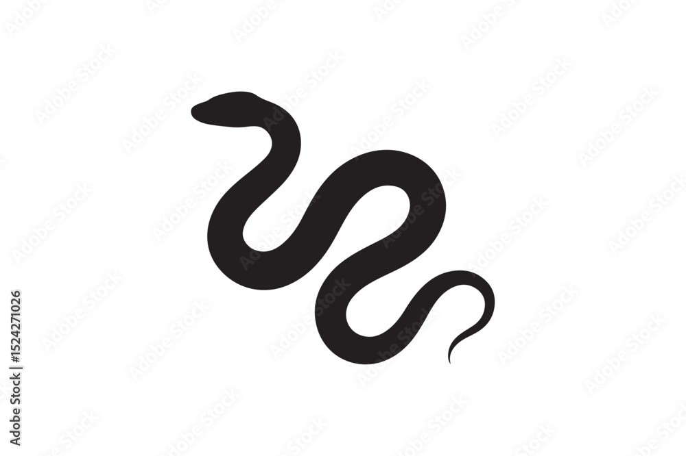 Fototapeta premium Snake silhouette on white background.01