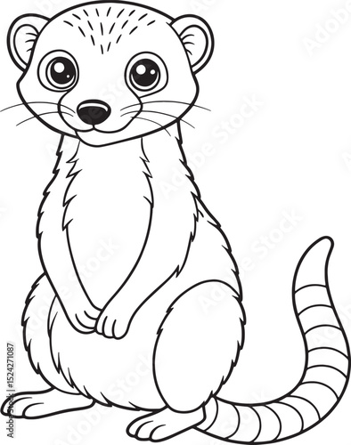 Adorable Egyptian Mongoose Coloring Page Cute Animal Illustration For Kids Vector Illustration