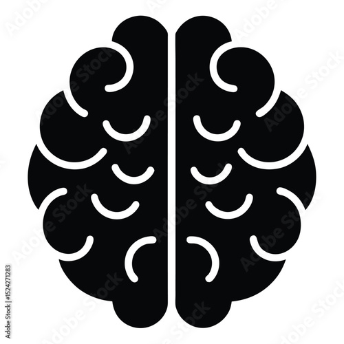 Black and White Depiction of Human Brain Lobes and Sections Silhouette