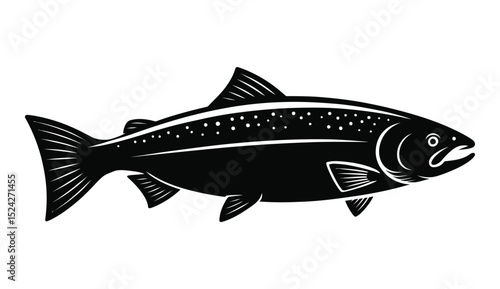 Salmon Fish Silhouette - Ideal for Fishing and Seafood Designs