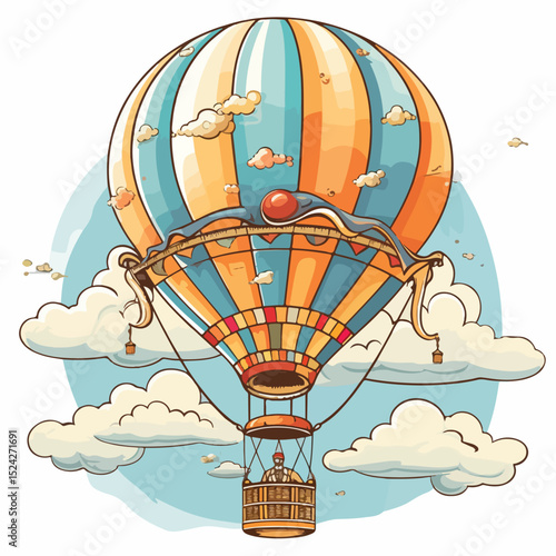 Colorful Hot Air Balloon Vector Illustration for Adventure Travel and Leisure Concepts