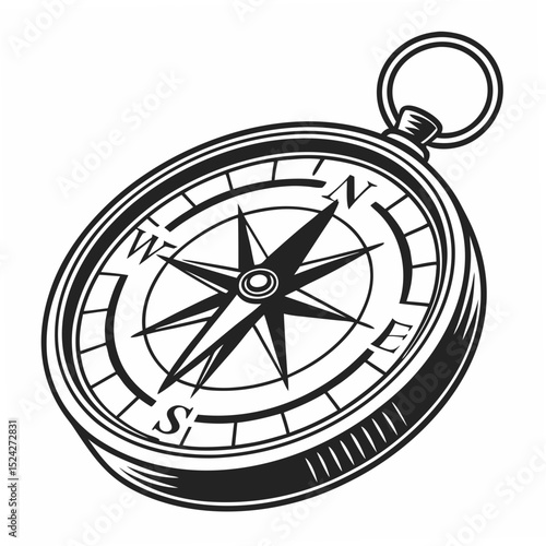 Vintage compass illustration isolated on white background