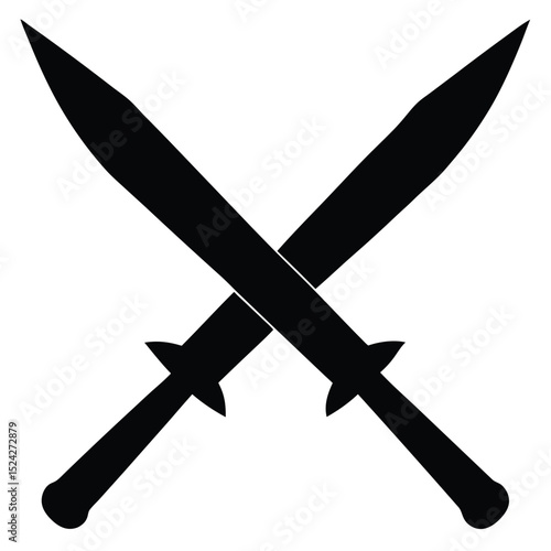 Black Silhouettes of Crossed Jian Swords Martial Arts Weaponry Imagery and Symbolism