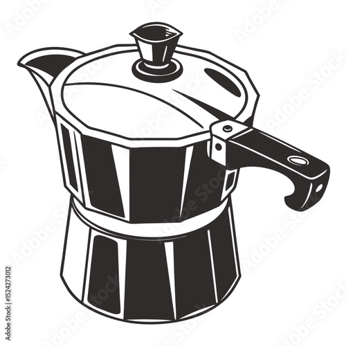 Professional cutout image of a moka pot on white background