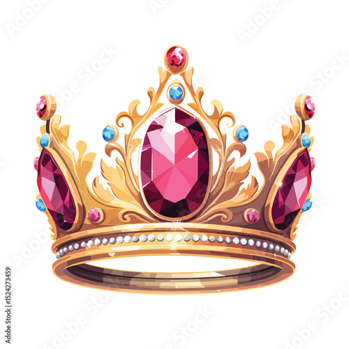 Exquisite Jeweled Crown Icon Vector Illustration for Royal and Luxury Themes