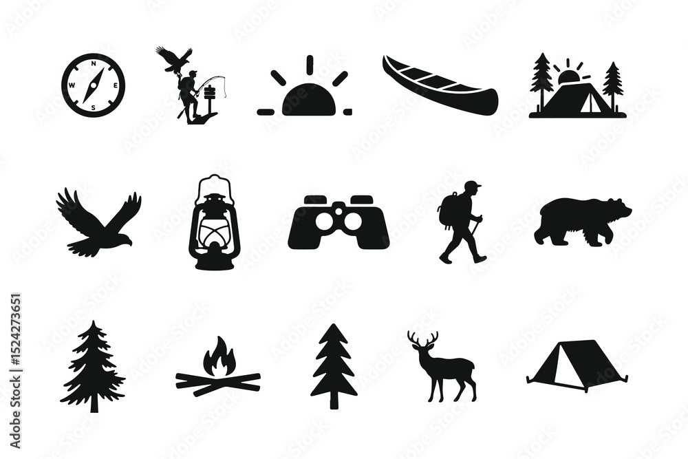 Fototapeta premium Collection of Camping and Outdoor Adventure Icons