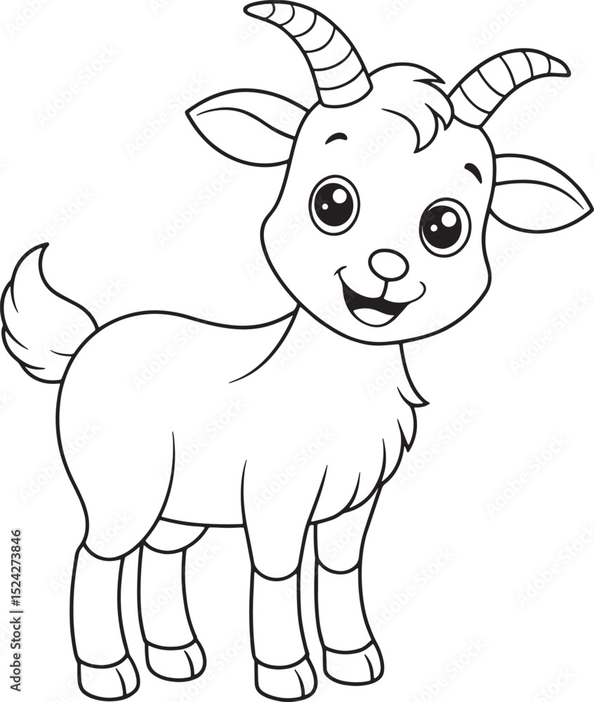 Fototapeta premium a cute cartoon goat with horns and big eyes
